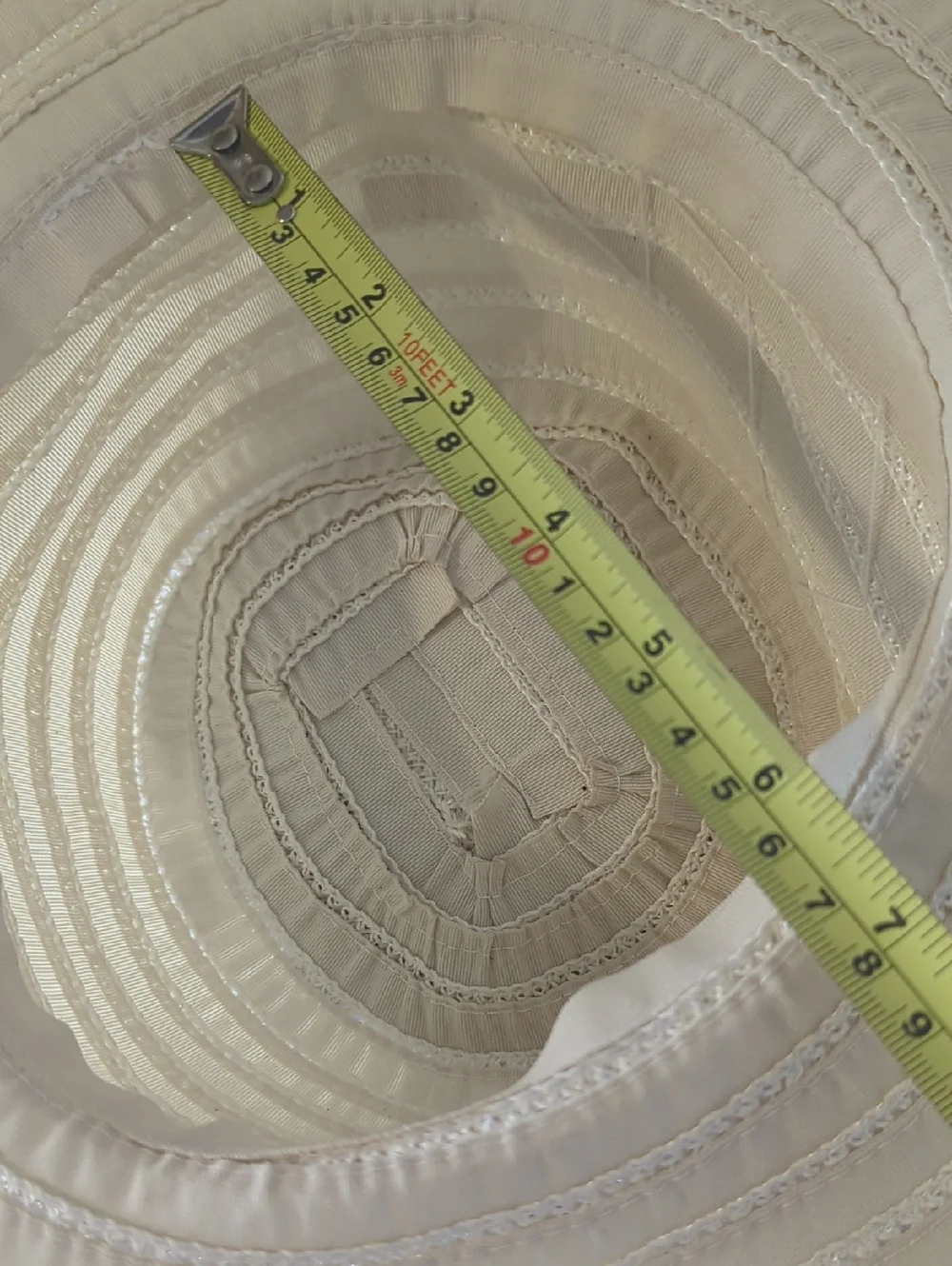 Vintage Y2K Ivory Wide Brim Sun Hat, Wired Adjustable Brim Romantic Garden Party - Picture 11 of 12